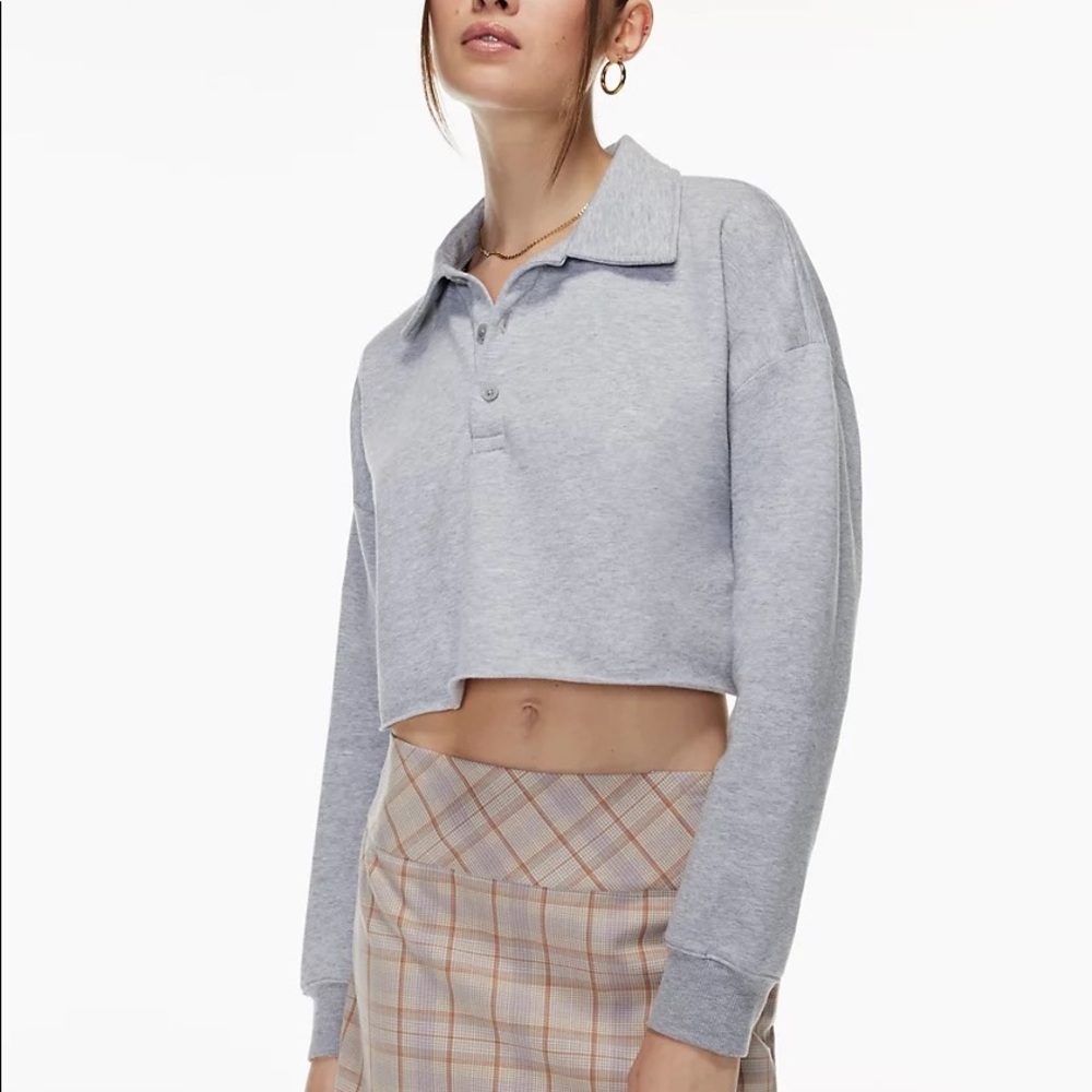 Sunday Best Cropped Fleece Polo Grey